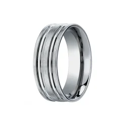 Titanium 8mm Grooved Design Wedding Band