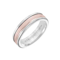 Tungsten and 14K Rose Gold 6 mm Wedding Band