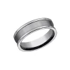 Tungsten and Satin Center Wedding Band