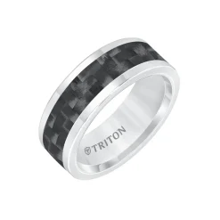 Tungsten Carbide and Carbon Fiber Wedding Band