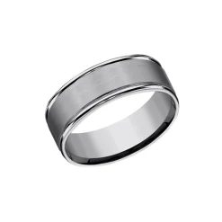 Tungsten Comfort Fit Satin Center Wedding Band
