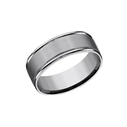 Tungsten Comfort Fit Satin Center Wedding Band