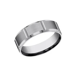 Tungsten Satin Center Wedding Band