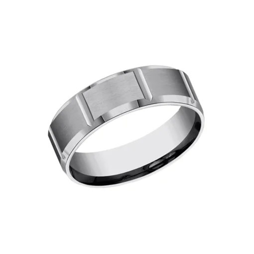 Tungsten Satin Center Wedding Band