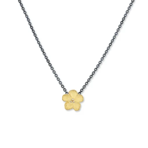 Two-Tone Buttercup Diamond Pendant with Chain