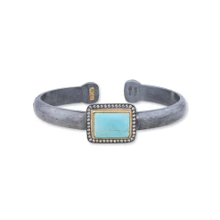 Two-Tone Kingman Turquoise and Cognac Diamond Bracelet