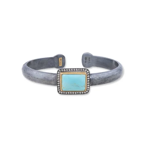 Two-Tone Kingman Turquoise and Cognac Diamond Bracelet