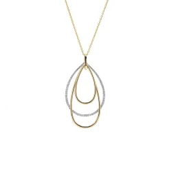 Two-Tone Pear Loop Trio Pendant and Chain