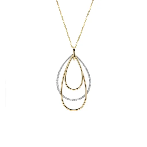 Two-Tone Pear Loop Trio Pendant and Chain
