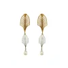 Two-Tone Sterling Silver Pearl Art Deco Earrings