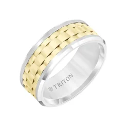 Two-Tone Tungsten Basket Weave Band
