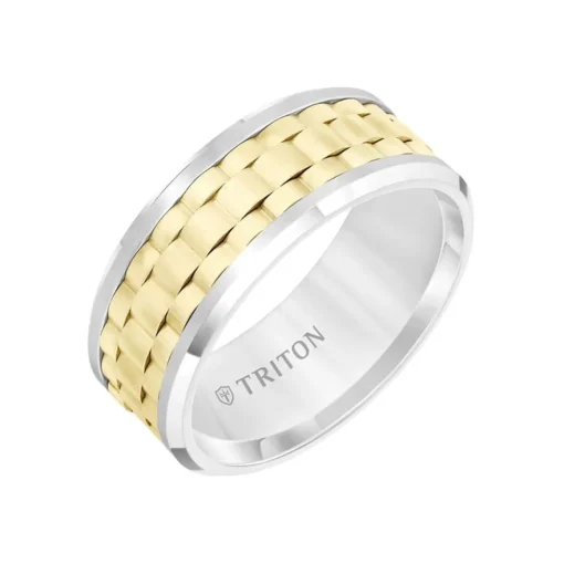 Two-Tone Tungsten Basket Weave Band