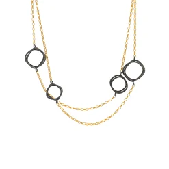 Two-Tone Wavy 3D Multi-Circle Necklace