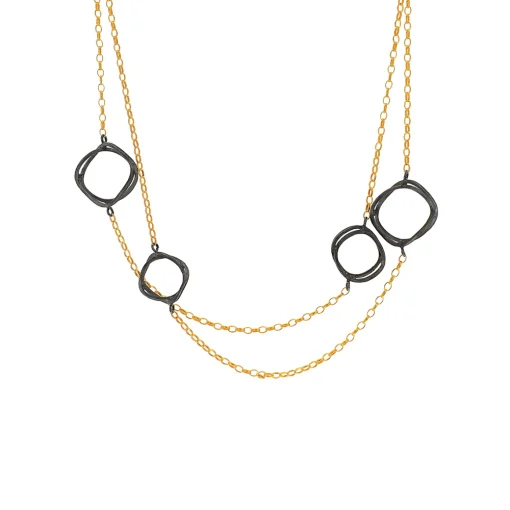 Two-Tone Wavy 3D Multi-Circle Necklace