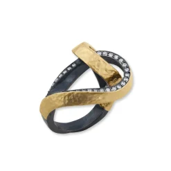 Two-Tone You and Me Twist Diamond Ring