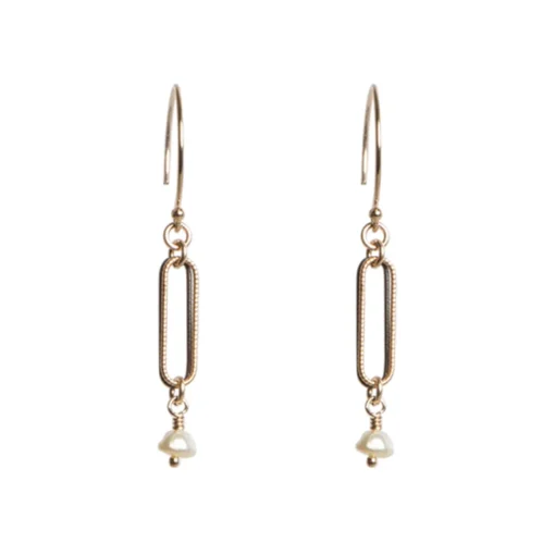 Two-Tone “Zoe” Dangle Earrings with Freshwater Pearls