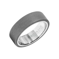 White and Gray Tungsten Carbide 7mm Wedding Band