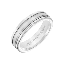 White Tungsten and 14K White Gold Band