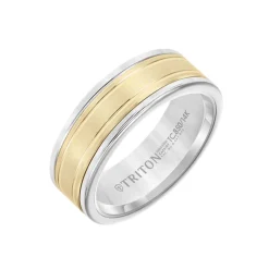 White Tungsten and 14K Yellow Gold Band