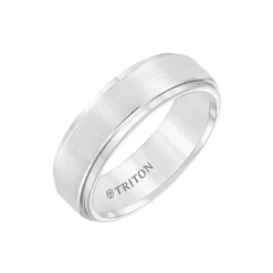White Tungsten Wedding Band