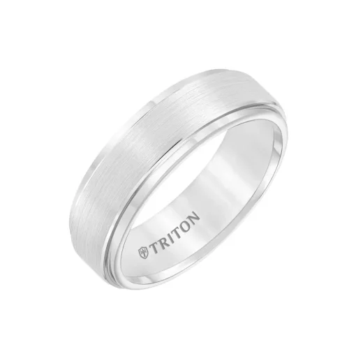 White Tungsten Wedding Band