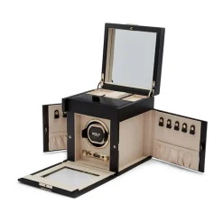 WOLF – Black Anthracite Palmero Watch Winder with Jewelry Storage