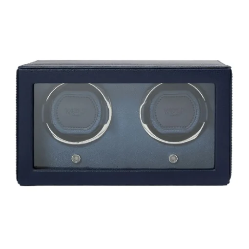WOLF – Navy Double Cub Watch Winder w/ Cover
