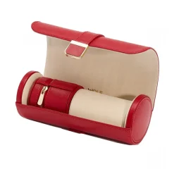 WOLF – Red Palermo Dbl Watch Roll w/ Jewelry Pouch