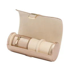 WOLF – Rose Gold Palermo Dbl Watch Roll w/ Jewelry Pouch