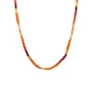 Yellow Gold Plated Sterling Silver Fire Opal and Carnelium Necklace