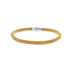 Yellow Gold Plated Sterling Silver Mesh Bangle Bracelet